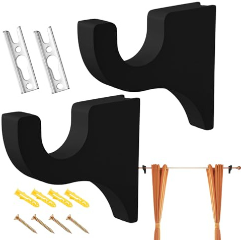 Sujetadores Para Varillas De Accesorios De Ventana,Colgadores De Herrajes Para Ventanas De Madera 2 Piezas - Soportes Para Varillas De Cortinas - Para Apartamento Habitación Dormitorio Armario