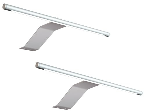 kalb | LED Aufbauleuchte, 340x170x40 mm, Schrankleuchte mit LED Modul, 12VDC, 4 W, 230 lm pro Leuchte, mit Schalter und Netzteil, silbergrau, für Schränke (Silbergrau, 2er Set, Neutralweiß)