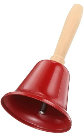 QUARKZMAN Kleine Handglocke, Hoch:11.6cm Service Tischglocke Rezeptionsklingel für Abendessen am Empfang, Hotelservice, Meditationsgebet - Rot