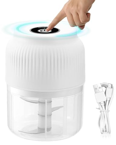 Picadora Ajo – Picadora Eléctrica Ajo, Mini Procesador Alimentos Inalámbrico Con Batidor | Trituradora Portátil Para Verduras, Nueces | Robot Cocina Para Comida Bebé, Cebollas