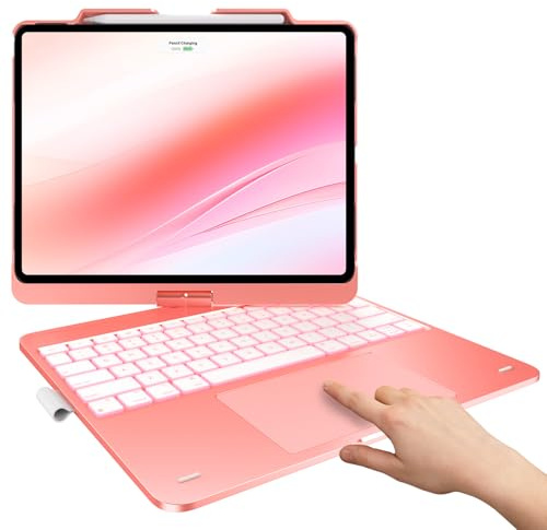 typecase Touch Case Keyboard for iPad Air 13-inch(M3/M2, 2025/2024), Multi-Touch Trackpad, 360° Rotatable, 11-Color Backlit, Pencil Holder, Powder Pink