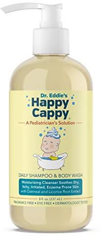 Happy Cappy Dr. Eddie's Daily Shampoo & Body Wash for Children, Soothes Dry, Itchy, Sensitive, Eczema Prone Skin, Dermatologist Tested, No Fragrance, No Dye, 8 oz