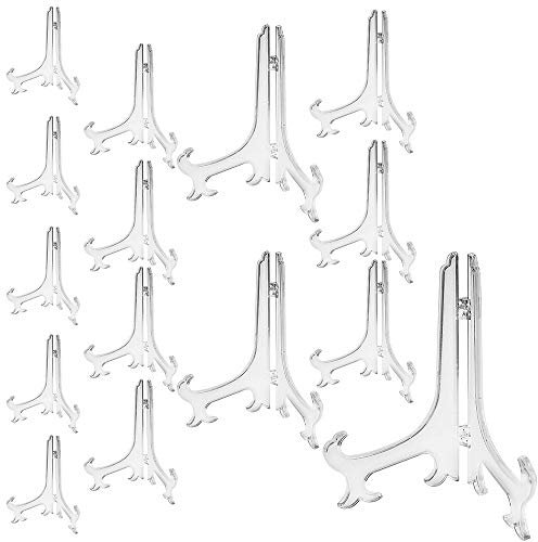 YuCool 15 Stück Acryl Tellerständer (4-8 Zoll) - Zusammenklappbar, Stabil & Transparent für Sammelteller, Bücher, Hochzeiten | Leicht & Platzsparend | Inkl. 5 Größen