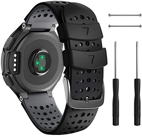 ANBEST Armband für Garmin Forerunner 235/735XT/620/630/230/220, Silikon Ersatzarmband für Approach S20/Approach S5/Approach S6, Schwarz/Grau
