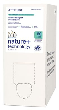 ATTITUDE Liquid Laundry Detergent Refill, EWG Verified, HE Compatible, Plant-Based & Vegan, Natural Laundry Soap, Mountain Fresh Scent, 80 Loads, 2 Liters