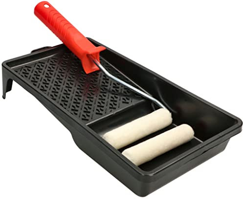 KOTARBAU® Juego de Rodillos y Bandeja, Juego de Pintor: Bandeja de Pintura, Rodillo con 2 recambios de 10 cm, Rodillos de Velur, Rodillos Pintura, Bandeja y Rodillo, Set para Pintar con recambios