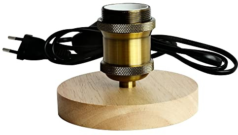 TIANFAN Vintage Edison portalámparas de madera E27 retro portalámparas base 1,8 m longitud del cable enchufe de la UE con dimmer (dorado francés)