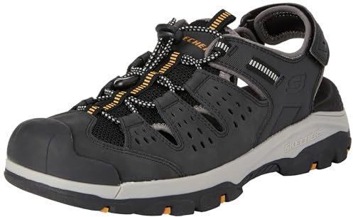 Skechers Tresmen MenardSandals pour Homme, Maille synthétique Noire, 44 EU