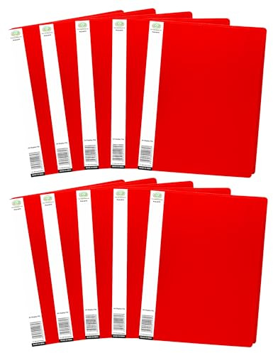 A4 Display Books 20 Pockets Folders with Plastic Sleeves, a4 Plastic Pockets Book, Document Folders with Plastic Pockets, Poly Certificate Folder, Presentation Project Folder (Pack of 10) (Red)