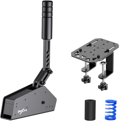 PXN HB S USB Handbrake per Sim Racing – Freno a Mano PC, Sensore Lineare 16-Bit, Forza e Corsa Regolabili, Leva Bidirezionale, Molla + Smorzamento, Morsa da Scrivania – Compatibile PC Windows