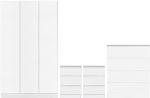 Seconique Bedroom Set, Engineered Wood, White, W 1150mm x D 505mm x H 1800mm