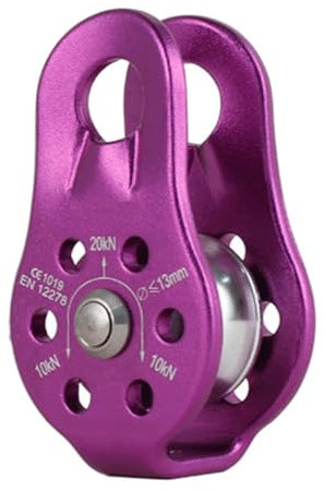 Tread star Seilrolle Umlenkrolle 20 kN Hochleistungs-Seilrolle Aus Aluminiumlegierung Für Das 12-mm Einseil-Riemenscheibenblock für 12-mm (1, lila)