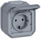 LEGRAND, Plexo New Feuchtraum-Aufputz-Steckdose, Schuko-Standard, inklusive Klappdeckel, Berührungsschutz, Steckklemmen, 16 Ampere, 250 Volt, IP44 - IK07, Farbe: Grau, 069730L