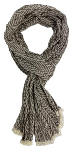 Rotfuchs Écharpe légère en coton pour femme et homme - Aspect froissé - Motif à chevrons - Marron et blanc - Fabriqué en Allemagne, Marron/blanc., 150 x 15 cm (L x B)