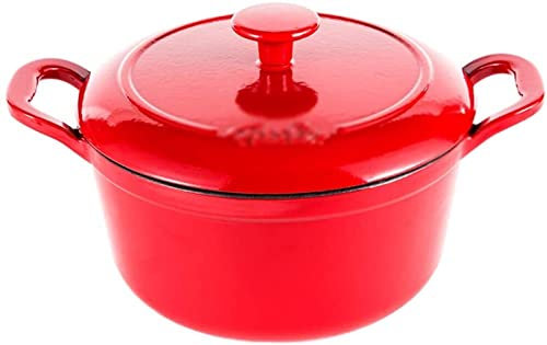 Braisières, marmite en fonte rouge émaillée, casserole antiadhésive de 20 cm, facile à nettoyer, cocotte(Red)