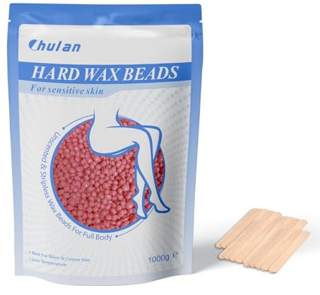 Chulan 1000g Waxing Perlen zur Wachs Haarentfernung, Wachsperlen für Sensible Haut Haarentfernung, Heißwachs Wax Perlen Warmwachs Brazilian für Bikinizone, Intimbereich, Rücken, Gesicht, Achseln