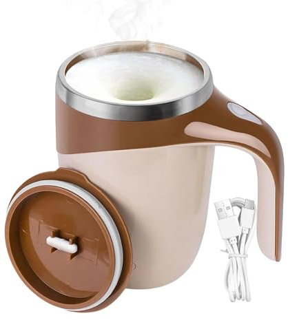 Walopola Taza de café eléctrica magnética, recargable, taza de café con agitador magnético automático, taza de café de acero inoxidable, taza de mezcla automática para café, leche, cacao
