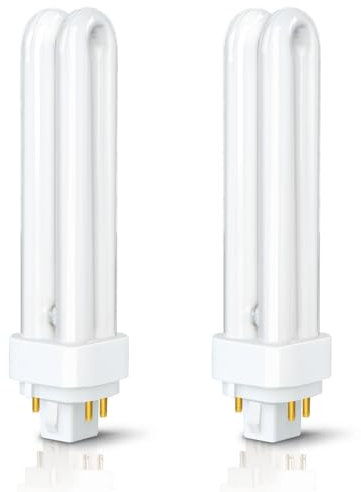 Akynite 18W PLC G24q-2 4 Pin Compact Fluorescent Lamp, 830 Warm White 2700k, 1200LM, 2U Shape, AC 220-240V, CFL Energy Saving Light Bulb, 2pcs