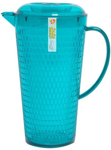 Almineez Honeycomb Design 2L Plastic Pitcher Jug with Lid and Vented Spout - Great for Picnics, BBQ’s, Poolside, Camping, Children’s Parties or Just Everyday Use