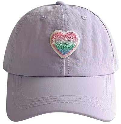 FakeFace Mädchen Basecap Schirmmütze mit Herz-Stickerei Kinder Schnelltrocknend Baseball Cap Kappe Sonnenhut Mädchen Sonnenschutz Sportkappe Einstellbar Baseballmütze Trucker Cap Kinderhut