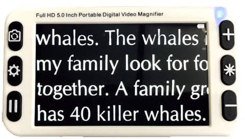 Lente d'ingrandimento digitale, ausilio di lettura elettronico da 5 pollici, ingrandimento 2X-48X, 26 modalità colore, scrittura facile, per persone ipovedenti e anziani,White