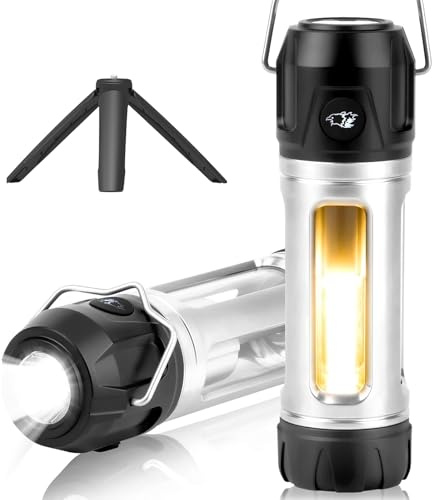 Gemmac Lanterne Camping Rechargeable Lampe Camping Imperméables LED Lampe Led Rechargeable Super Brillant-3 Modes d'éclairage Luminosité Dimmable Eclairage Portable Lampe Pour Camping/Pêche/Urgence