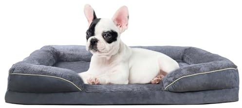 Bizcasa Sofá Perro Ortopédica Grande, 76x51x 16cm, Cama Perro Desenfundable y Lavable, Large Cama de Espuma viscoelástica para Perros con Funda extraíble Lavable, Gris