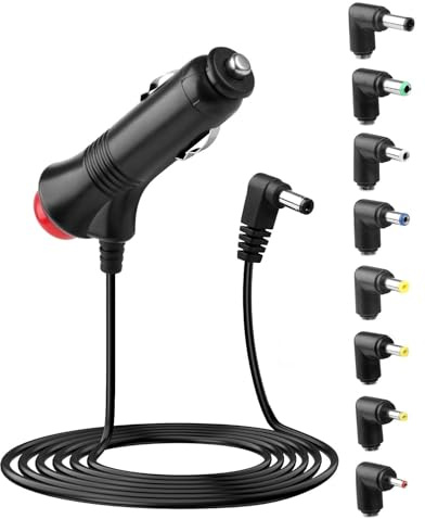 12V Cargador de Cable Coche Mechero Avec Interruptor DC 5.5 x 2.1 mm con 8 Conectores 12v 3A Encendedor de Cigarrillos de Coche para Altavoz Reproductor TV LED LCD GPS Nav Sat Nevera Aspirador Ducha