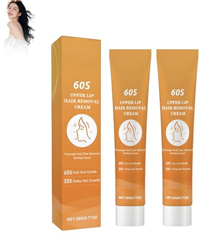 2 Unidades de Crema Depilatoria Facial, Crema Para Depilación de Labios Superiores, Depilación Sin Dolor, No Irritante, Depilatoria Para Todo Tipo de Pieles, Suave Calmante