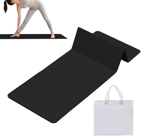 Alfombra de Yoga Plegable | Antideslizante 6,0 mm de espesor,Alfombra De Yoga Antideslizante Plegable Con De Almacenamiento Para Viaje Picnic Gimnasio Estudio