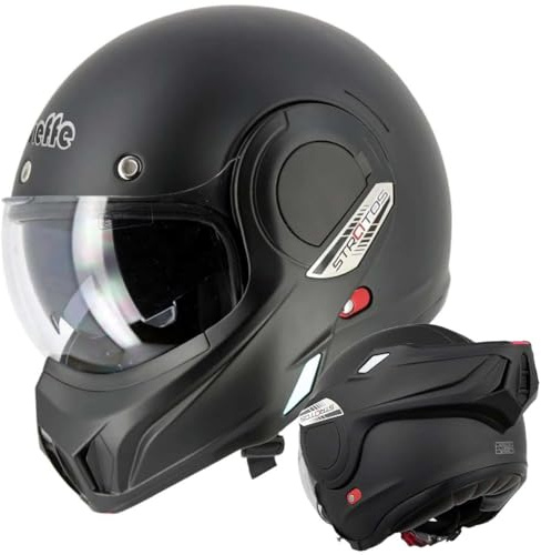 CASCO MODULARE MENTONIERA REVERSIBILE NERO OPACO OMOLOGATO P/J ECE.2206 INTEGRALE (M)