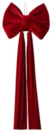 Riesige Schleife für den Weihnachtsbaum, extra große rote Weihnachts-Samtschleife, riesige Schleife, Weihnachtsbaumspitze, vorgebunden, große, Wiederverwendbare Verzierung für den Urlaub drinnen