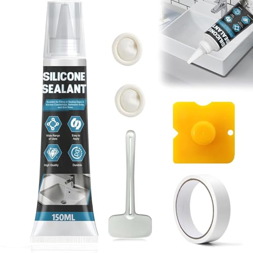 WEILAOK Silicone Grigio, Sigillante Perdite Acqua, Silicone Doccia, Mastice Grigio Impermeabile e Resistente, Adatto per Bagni, Cucine, Finestre, 150ml
