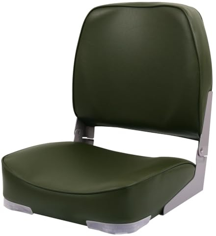 MyBoat Bootssitz Klappbar Economy – Bequemer Bootsstuhl & Angelstuhl für Boot – Klappsitz mit UV-beständigem Vinyl & Polsterung – Ergonomischer Steuerstuhl (Ohne Drehteller) (Grün)