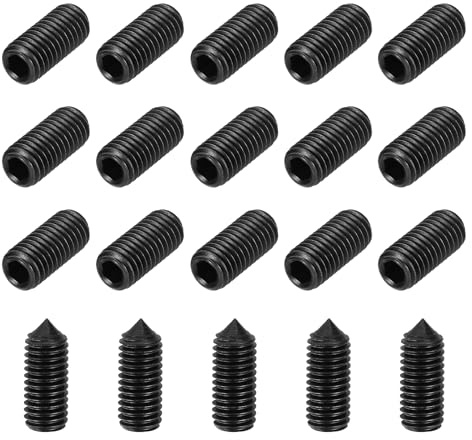 QUARKZMAN 30 Pcs Tornillos De Fijación M10x20mm Punto Cónico | Tornillos Sin Cabeza De Acero Al Carbón Con Hexágono Interno, Para Reparación De Accesorios De Baño Muebles Proyectos DIY