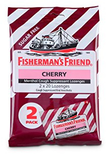 Cough Drops by Fisherman's Friend, Cough Suppressant and Sore Throat Lozenges, Cherry Sugar Free Menthol Flavor, 40 Count