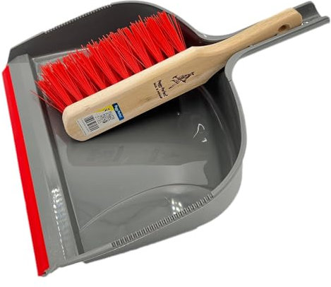 Peggy Perfect Kehrgarnitur Kehrset mit Buchenholz Handfeger und XXL-Kunststoffschaufel. Massiver Handbesen - extra große, robuste Kunststoffschaufel mit Gummilippe. Ideal für Bauschutt u. Laub.