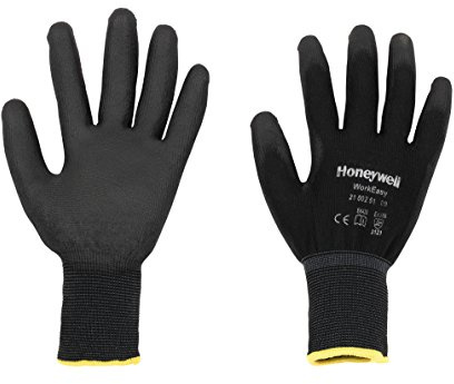 Honeywell 2100251-07 Workeasy PU-Strickhandschuhe, schwarz, industriell waschbar, 25 cm lang, Stärke 13, Größe 07 (Packung mit 10 Paar)
