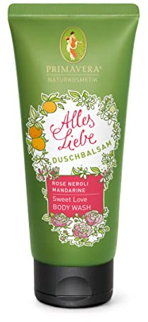 PRIMAVERA Alles Liebe Duschbalsam 200 ml – Geschenk für Frauen, Duschgel, Naturkosmetik – Rosen, Mandarinen Duft - reinigt sanft, rückfettend - vegan