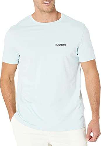 Nautica Men's Short Sleeve Crew Neck T-Shirt, Bay Blue Solid, XL