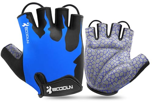 KONVINIT Guanti Ciclismo Mezze Dita Uomo con Stampa, Modelli Eleganti Traspiranti con Ammortizzazione e Chiusura Regolabile per Mountain Bike XL