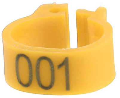 HEEPDD Bandas para patas de pájaros, anillos numerados de plástico de 8 mm para pollos, palomas, loros, color amarillo, paquete de 100 piezas para identificación y seguimiento de aves