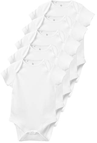 NEXT Bébé Body à manches courtes pour bébé, lot de 5 Blanc Essentiel 6 Mois-9 Mois