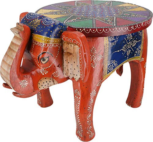GURU SHOP Vintage Hocker, Blumenbank in Elefantenform - Orange, 37x57x36 cm, Kaffeetische & Bodentische