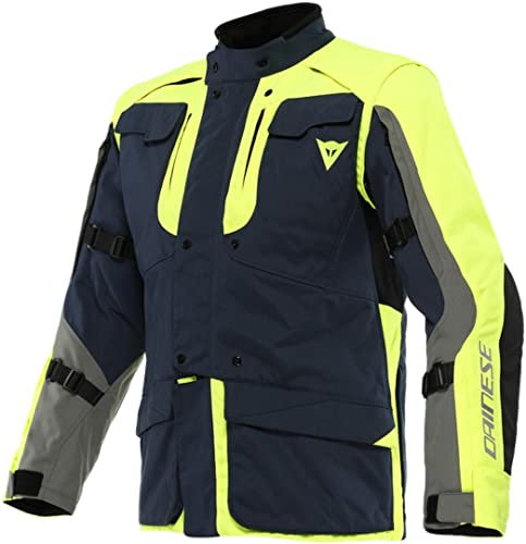 Dainese Alligator Tex Giacca tessile moto, blu scuro/giallo, 52