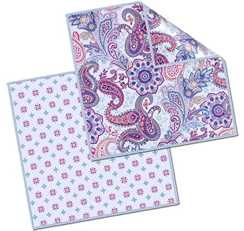 Mikrofiberdukar – Rengöringsdukar för Glasögon med Motiv i olika Kombinationer (Paisley, 2 Pack 20 x 20 cm)
