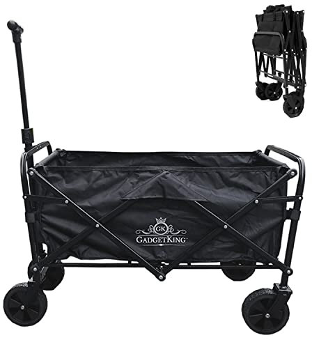 Pull Along Folding Hand Cart Garden Wagon Trolley Festival For Camping Beach Fishing Caddy Foldable Wheeled On Wheels Camp Heavy Duty 100kg Sack Waste Bag Dolly Utility Collapsible Picnic Shopping