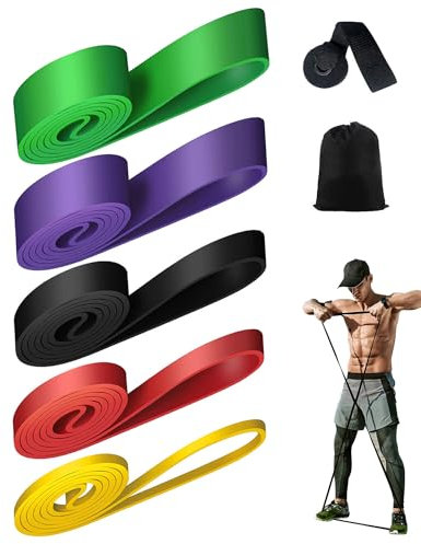 Victoper Resistance Bands Set(5 Pieces) Pull Up Bands Exercise Bands for Strength Training Fitness Pilates Yoga Stretch Toning Includ Door Anchor and Storage Bag Yellow/Red/Black/Purple/Green