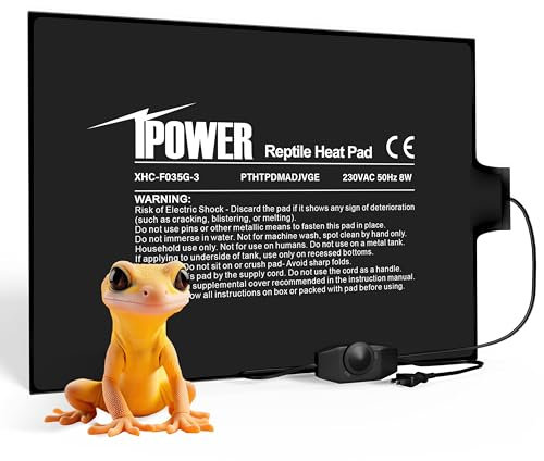 iPower Heizmatte Terrarium mit Thermostat Temperaturregelung, Regelbar Terrarium Heizkissen Heizung für Reptilien Amphibien, 8W, 15 x 20 cm