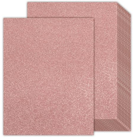 Pink Glitter Cardstock 8.5x11 Double-Sided 24 Sheets, Goefun No-Shed Glitter Paper 280GSM/100lb Pink Card Stock for Valentine Cards, Gift Wrapping, Birthday, Anniversary, Greetings